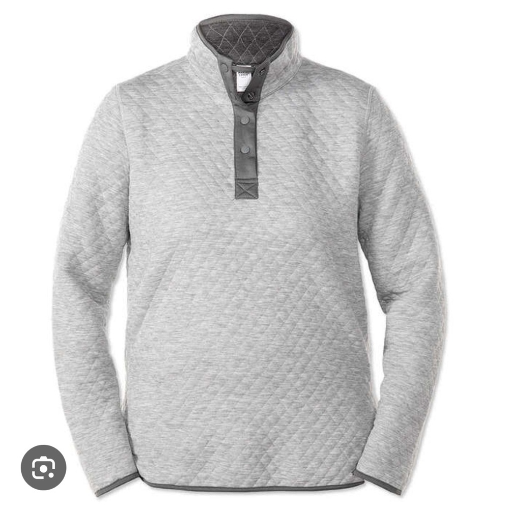 Marine Layer Gray Quilted Womens Quarter Snap Pullover